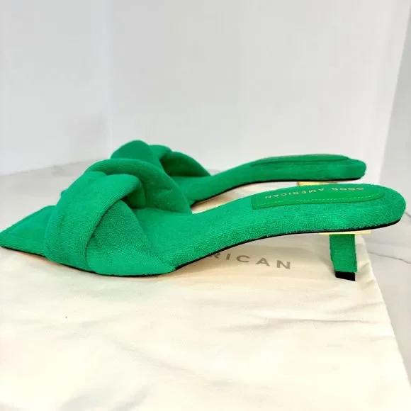 Good American Emerald Green Terry Cloth Kitten Heels - Size 10 - New in Box - Picture 6 of 11